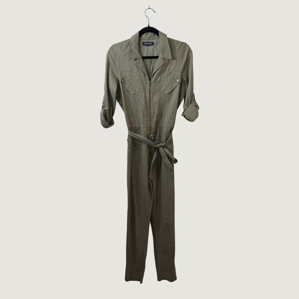 Marciano by Guess Utility Jumpsuit XS Olive Military Cargo Belted One Piece